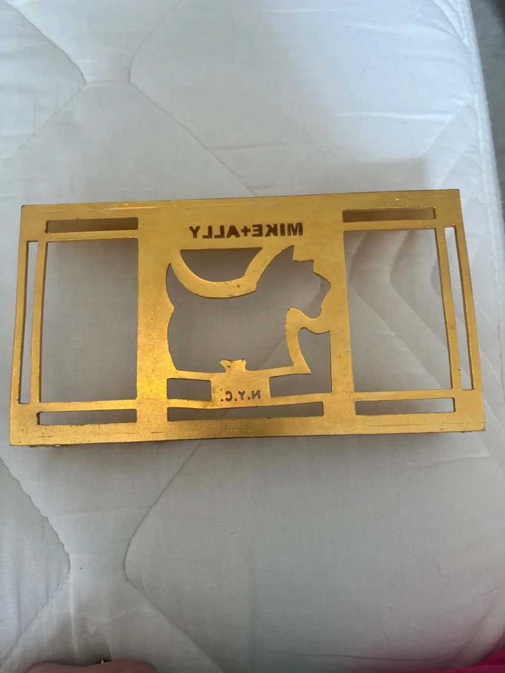 Vintage Mike + Ally NYC Gold Scottie Dog Letter Holder Vanity Napkin Tray Luxury